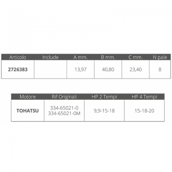 TURBINE TOHATSU 2 / 4T 9.9-15-18 CV